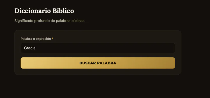 Pantalla real del Diccionario Bíblico buscando el significado de la palabra gracia