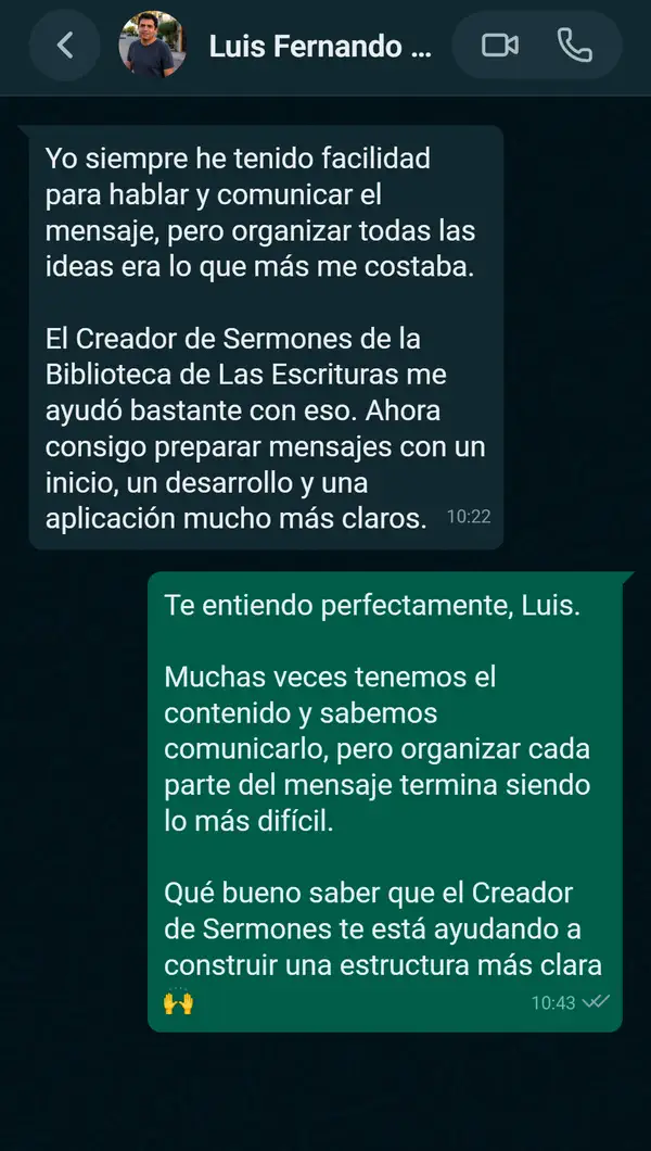 Luis Fernando: el Creador de Sermones lo ayudó a organizar las ideas con inicio, desarrollo y aplicación claros